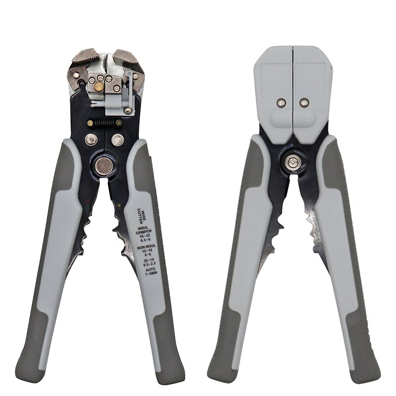 HS-D1 Wire Stripping Tool Self-adjusting 8" Automatic Wire Stripper Pliers Tool for Wire Stripping, Cutting, Crimping 10-24 AWG: D2-Gray