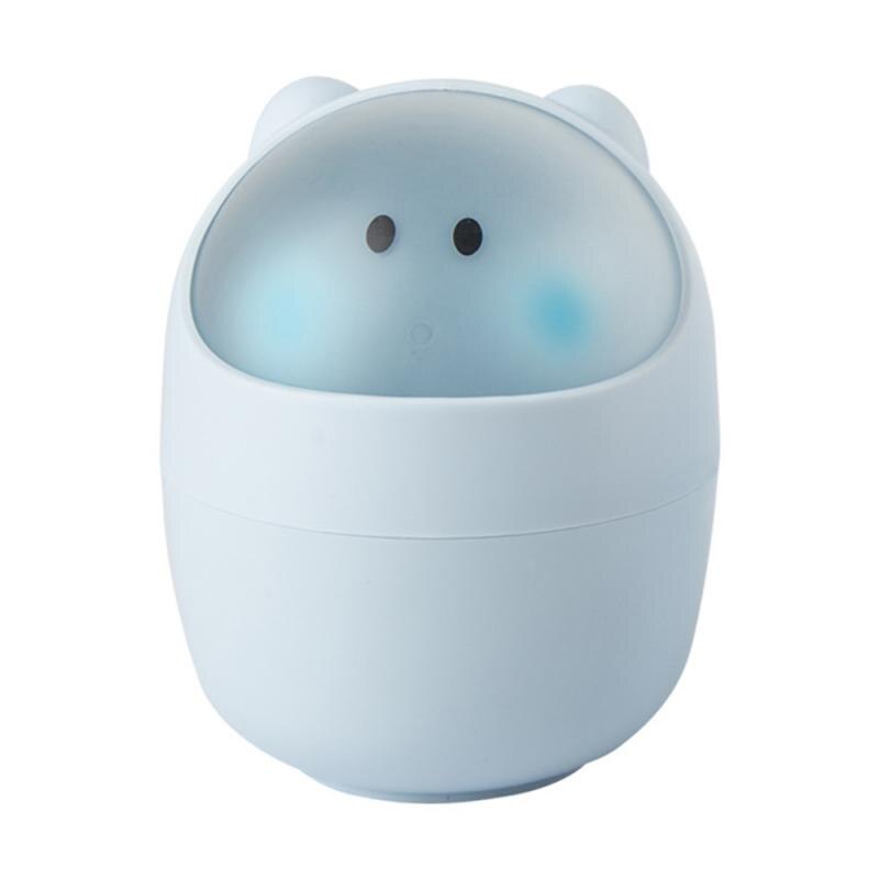 1Pcs Cute Mini Waste Bin Desktop Garbage Box Table Dustbin Home Office Bathroom Trash Can Garbage Paper Basket Trash Container: blue