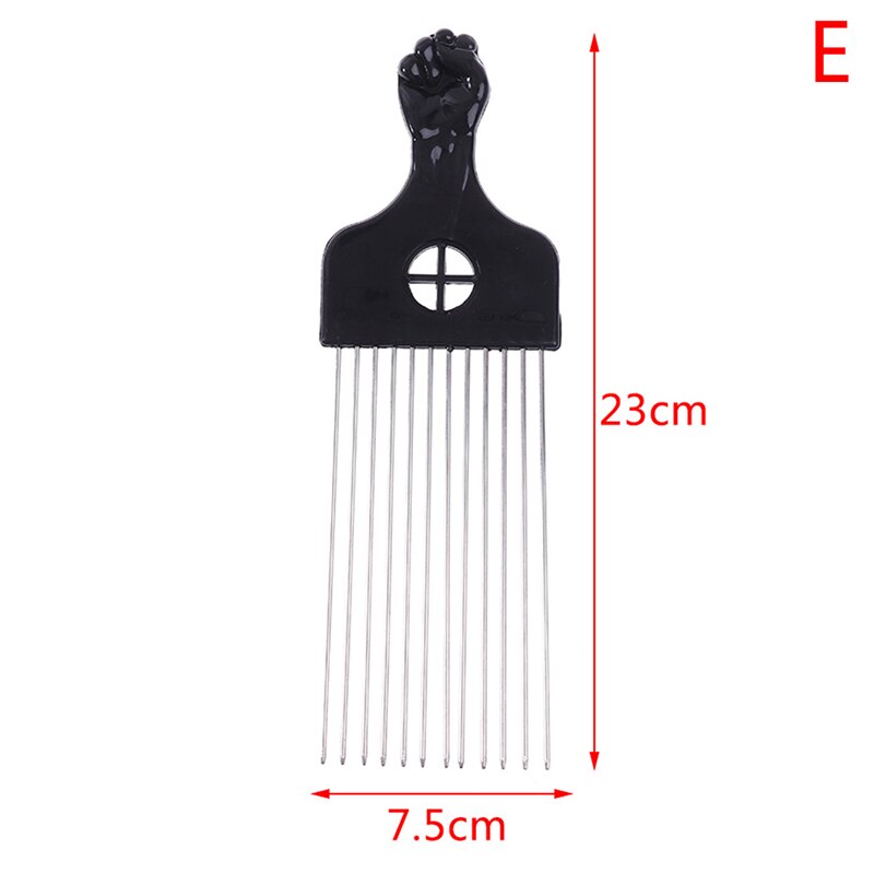 1PC Black Fist Afro Metal Comb African Hair Pik Comb Brush Salon Hairdressing Hairstyle Styling Tool Hair Accessories: E