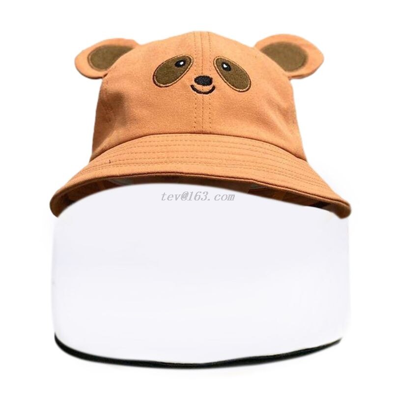 Peuter Kids Baby Beschermende Emmer Hoed Clear Visor Full Face Shield Cartoon Panda Dier Oren Anti-Speeksel Visser Cap: Oranje