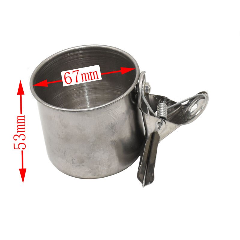 10 stk rustfritt stål matte vann paring fugl enkeltkopper med klips papegødu bur stativ fuglemater rekvisita  c42: 67mm