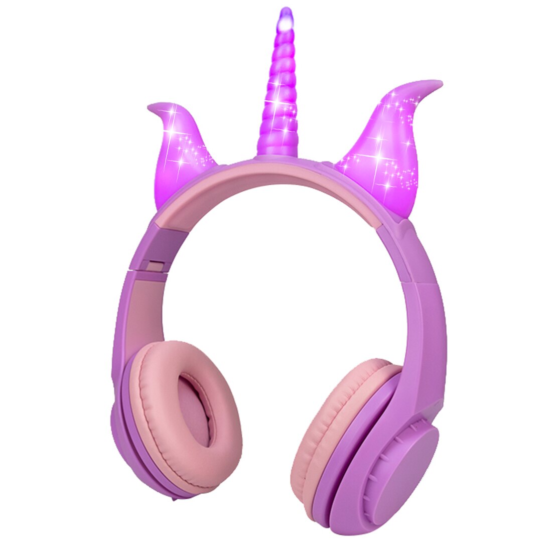 Glowing Devil Ear Headphones - LED Wireless HIFI Stereo Bass with Mic - Kids Headset: E9603-Purple