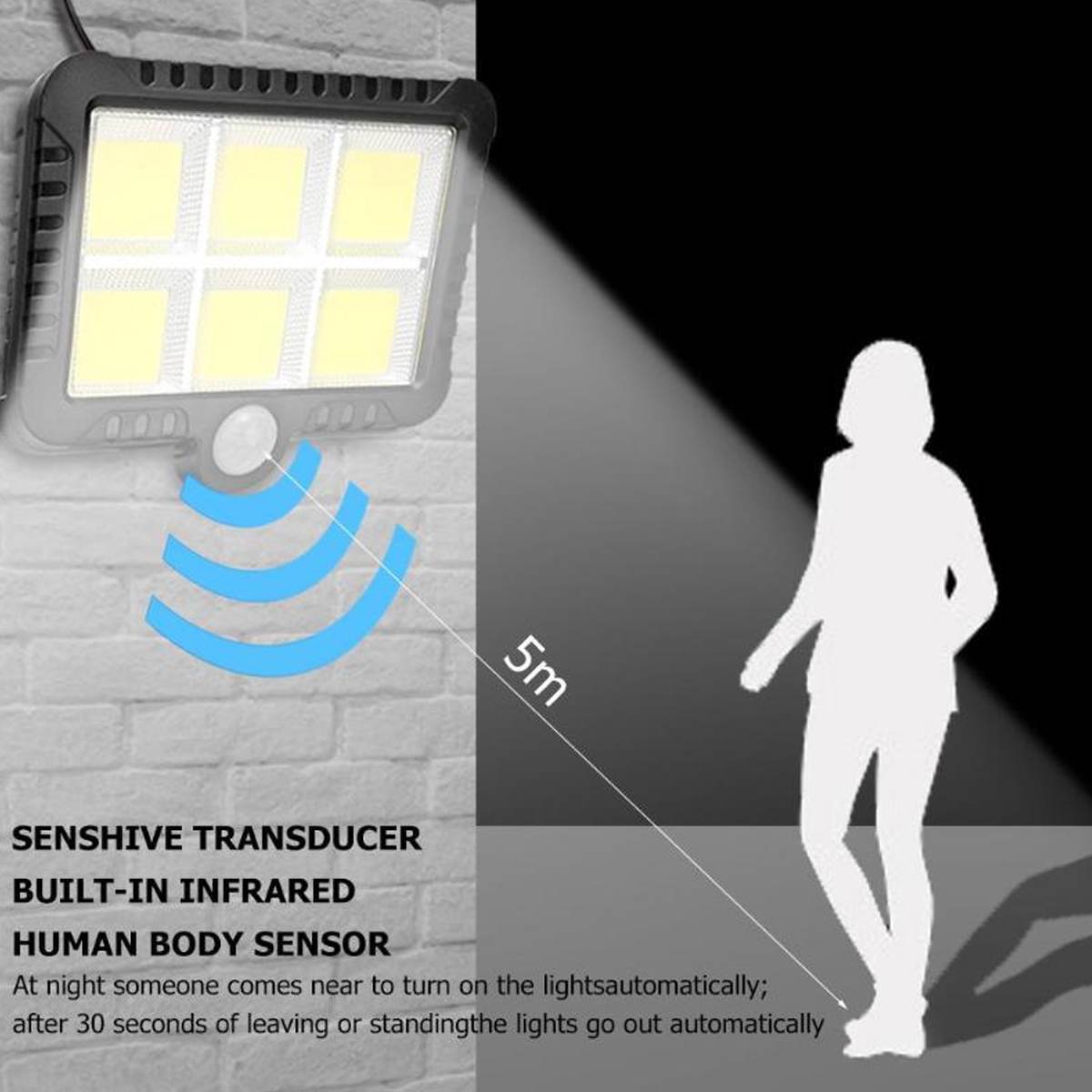 LED/COB Solar Light Outdoor Motion Sensor Wall Light Waterproof Garden Lamp Spotlights Emergency Pathway Street Security Lamp