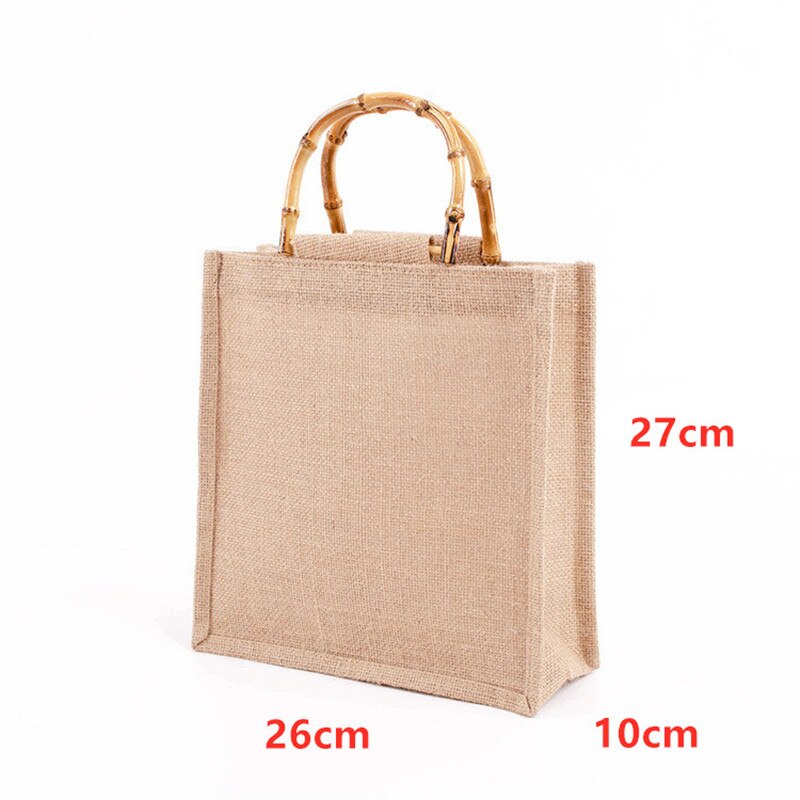 Eco Einkaufen taschen frauen baumwolle hanf leinen Käufer tasche bambus griff einkaufen handtaschen Recycling tote große kapazität frauen taschen: gold