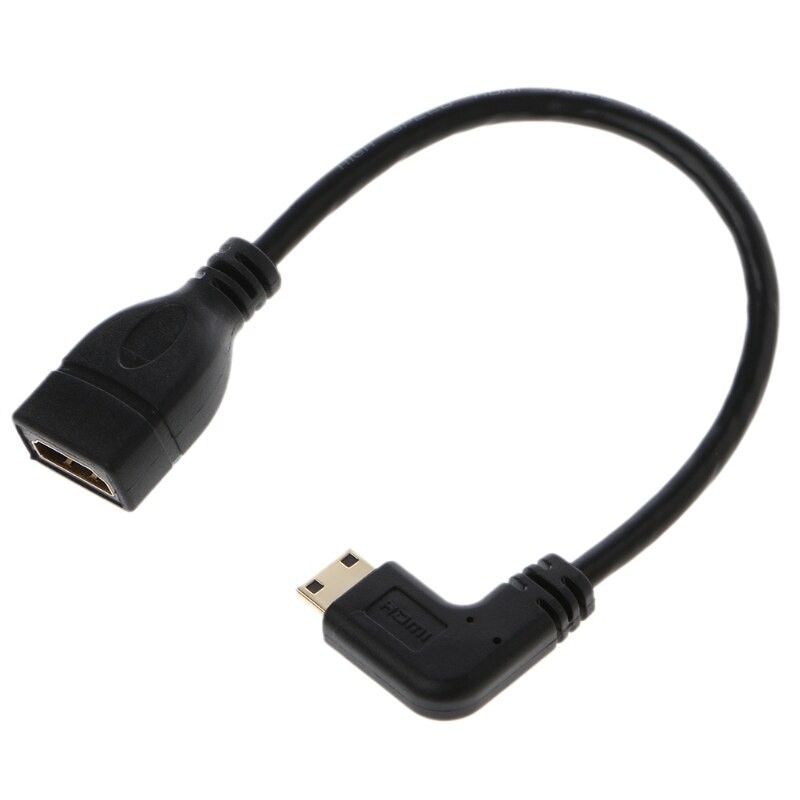 90 Degree Angled Mini USB HDMI Male To HDMI Female Extension Data Cable 21cm