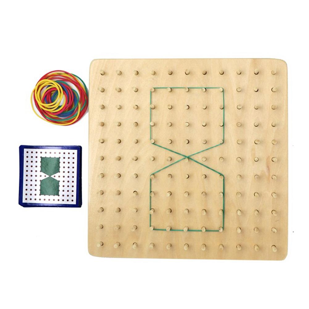Geoboard de madera con lazo de goma, juguete educativo para niños, con tarjetas geométricas