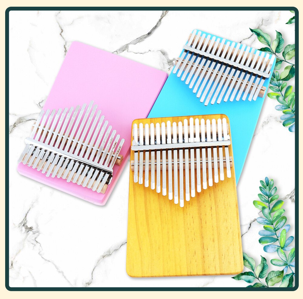 Piano de 17 teclas, dedo blanco Kalimba, patrón de corazón sólido, tablero individual, pino mbera, Mini teclado, instrumento Musical