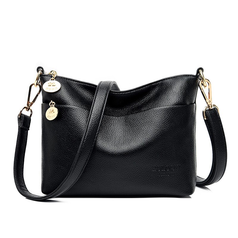 Grote Capaciteit Vrouwen Crossbody Tassen Luxe Handtassen Vrouwen Tassen Lederen Schoudertas Messenger Bags Sac A Main: Black