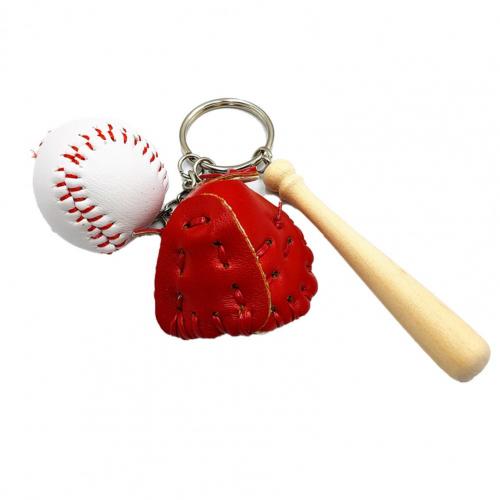 Porte-clés de Baseball en trois dimensions, 2 pièces, décorations, pendentif , rangement de jouets pour la maison: Rouge