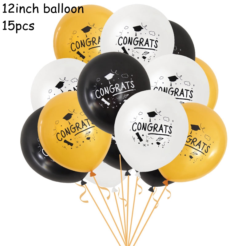 Graduation Balloons Congrats Grad Paper Garland Banner Graduation Party Decorations College Celebration Party DIY Decor Supplies: C04-15pcs
