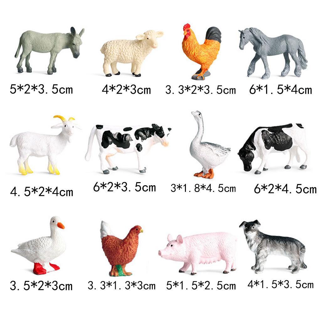 12pcs Farm Animals Figures, Realistic Simulation Animal Model Kids Learning Educational Playset Party Favors