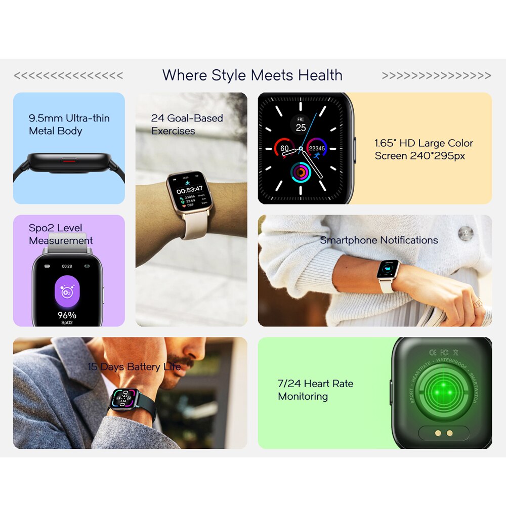 Zeblaze GTS Pro Smartwatch Women Men 1.65" TFT Fitness Tracker Heart Rate Blood Pressure Monitor Sports Smart Watch