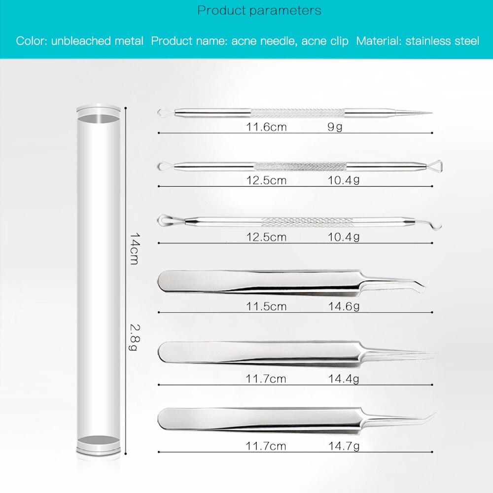 5 stuks roestvrijstalen mee-eter naalden acne clip antibacteriële acne naald mee-eter comedonen acne puistjes verwijderaar