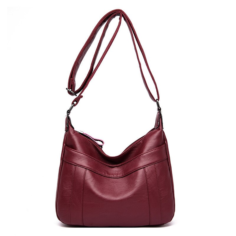 Simple Style Soft Leather Handbag Women Bags Ladies Hand bags Female Crossbody Messenger Bag Mother bolsa feminina: RED