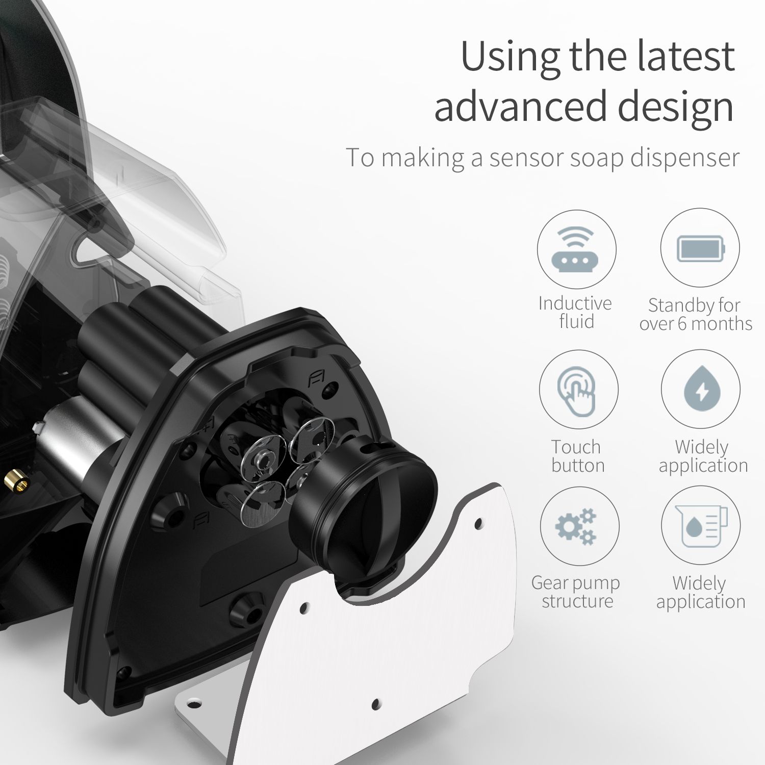 PUPWONG Hand Sanitizer Dispenser Automatic Soap Touchless Sensor Wall Mounted Gel Infrared Dispenser for Kitchen Bathroom