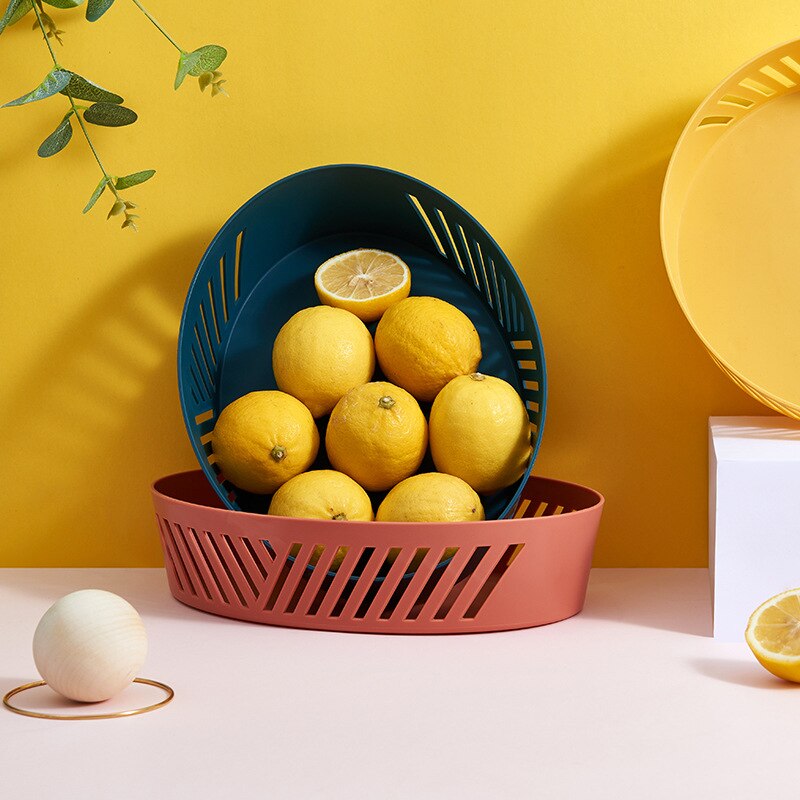 Fruit Candy Snack Storage Tray Kitchen Fruit Vegetable Storage Hollow Drain Basket Plastic Fruit Trays Plate Kitchen Organizer