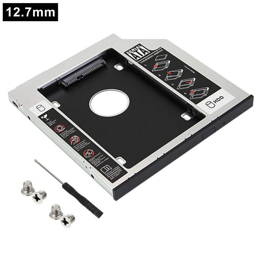 Hard Drive Caddy Tray 12.7mm SATA 2nd HDD HD Enclosure Hard Drive Caddy Case Tray, Universal for 12.7mm Laptop CD / DVD-ROM: Default Title