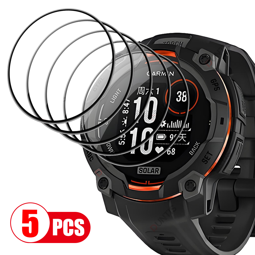 Screenprotector voor Garmin Instinct 3 AMOLED & SOLAR 50 mm 45 mm 3D gebogen schermbeschermer Ultra-HD beschermfolieaccessoires: L / Clear