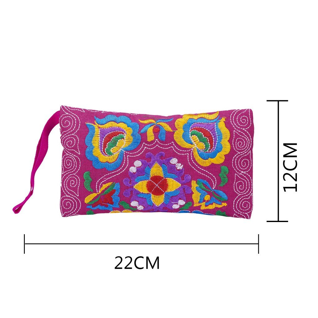 Clutch Bag Vintage Coin Purse Women Ethnic Card Package Handmade Embroidered Wristlet Wallet Women Flower Sac #xsw