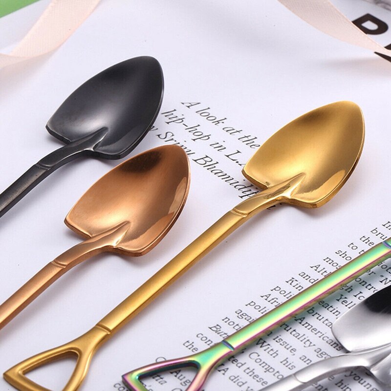 5 Pcs Tea Spoon stainless Steel Cake Fruit Spoons For Dessert Small Coffee Scoop Gold Dessert Tools for Snack Dinnerware