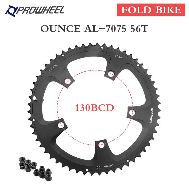 PROWHEEL 130 BCD round Fold bike Sprockets 46T 56T Aluminum alloy 7075 Chainwheel folding Bike Crankset Tooth for Shimano