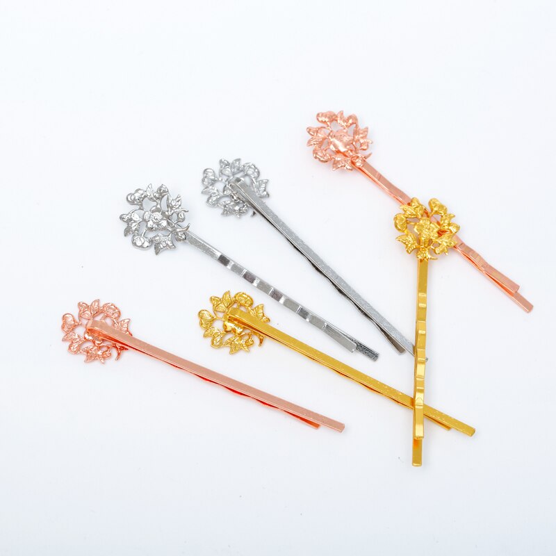 10 stks 6 Kleur Vintage Bloem Haar Sieraden Charm Vrouwen Haarspeld Woord Map Hairclips Haarspeldjes Retro Haar Dragen Accessoires DIY