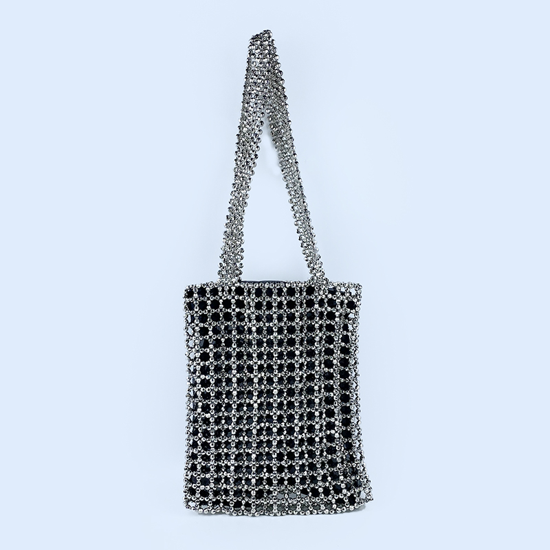 El bolso de perlas de cristal con cuentas de metal tejido a mano estilo resort ins de un solo hombro es más oscuro y más hermoso: Default Title