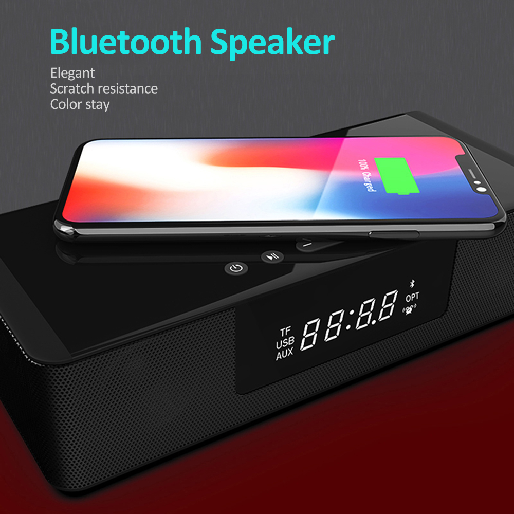 4 In 1 Smart Alarm Clock High Tech Portable 10W Wireless Fast Charging Bluetooth Speaker/FM Radio Alarm Clock Home Decoration