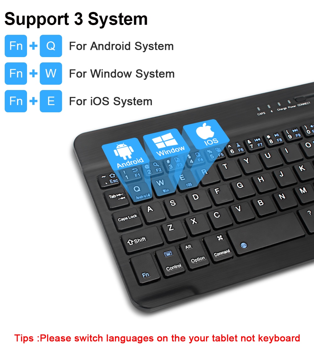 Teclado inalámbrico Bluetooth, Mini teclado ruso para ipad, tableta, teclado de goma compatible con Windows IOS Android