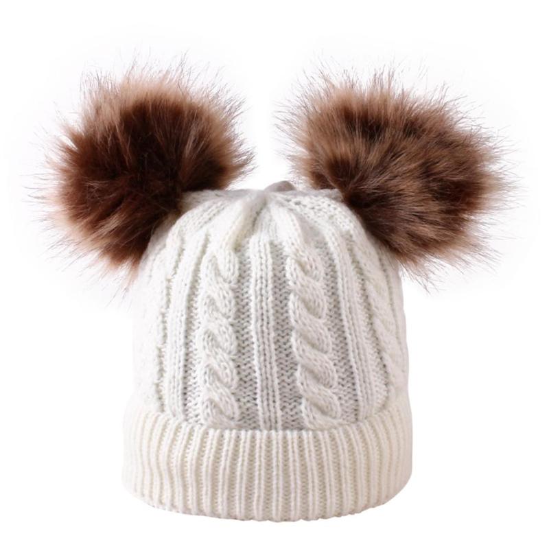 URDIAMOND Winter Hat For Girls Baby Boys Pom Poms Hat Kids Knitted Beanies Thick Baby Hat Infant Toddler Warm Cap