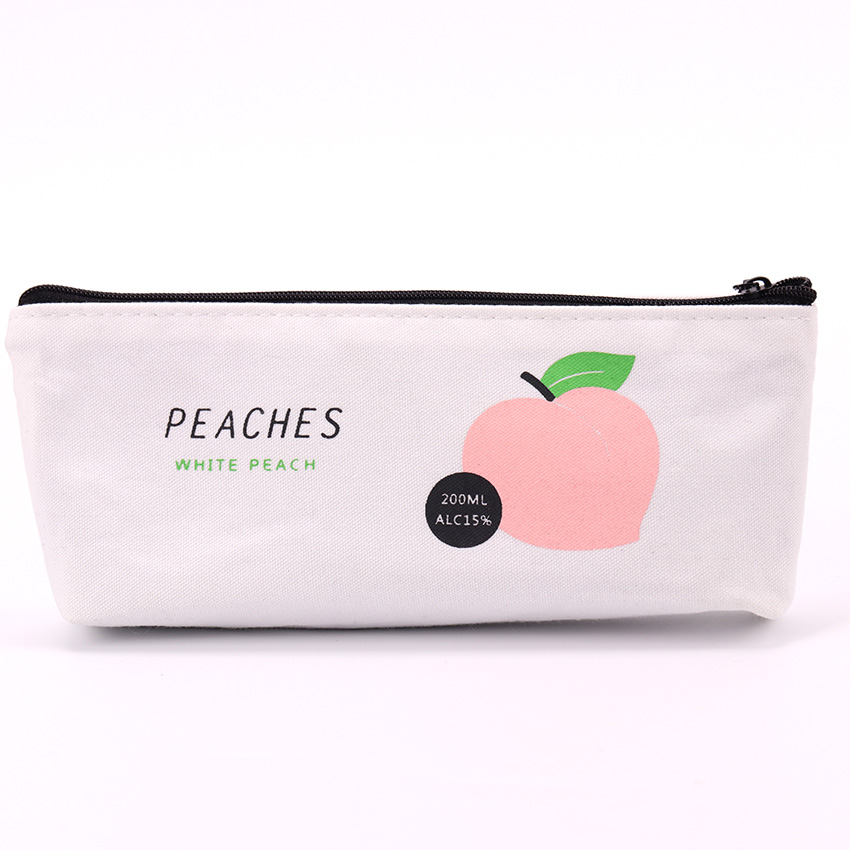 Estuche de lona para lápices de frutas y melocotón, estuches de lápices Escolar para niña, papelería, bolsa de lápices de lona, material Escolar: 1