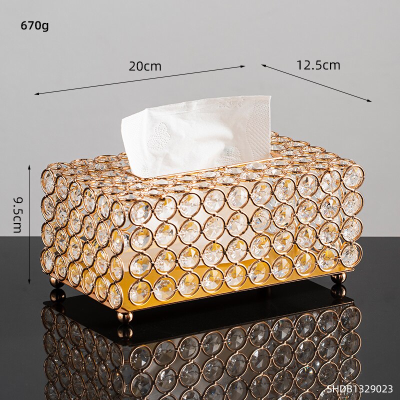 Luxury Crystal Glass Tissue Box Metal Decoration Nordic Home Decor Paper Rack Napkin Holder Candle Holder Makeup Organizer Box: tissue box 5
