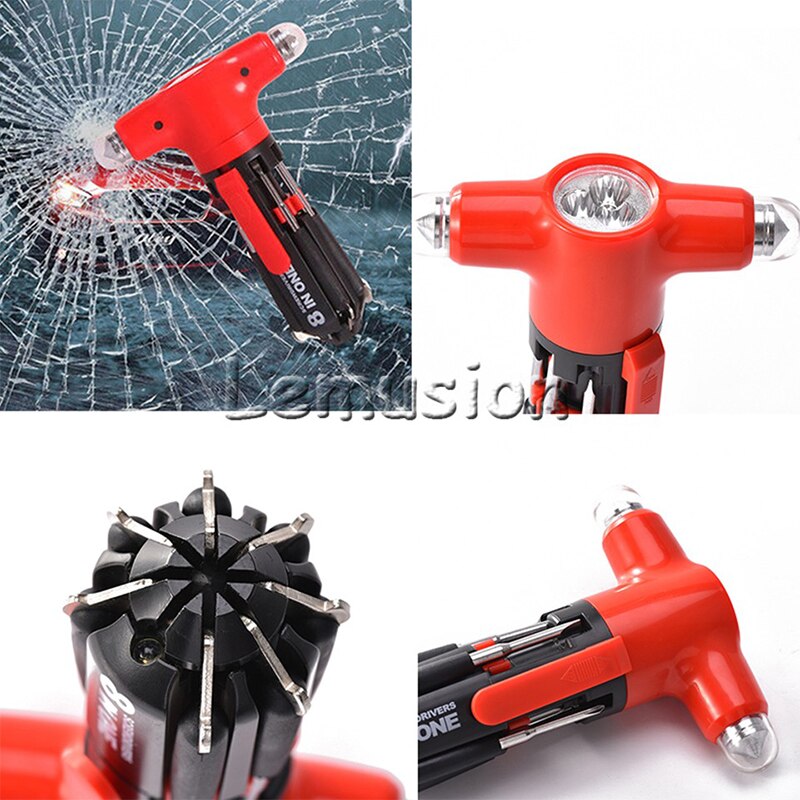 BOOMBLOCK Multi-function Safety Hammer With LED Car Styling Tool For Toyota C-Hr Corolla Seat Leon Ford Focus 2 3 Fiesta Ranger