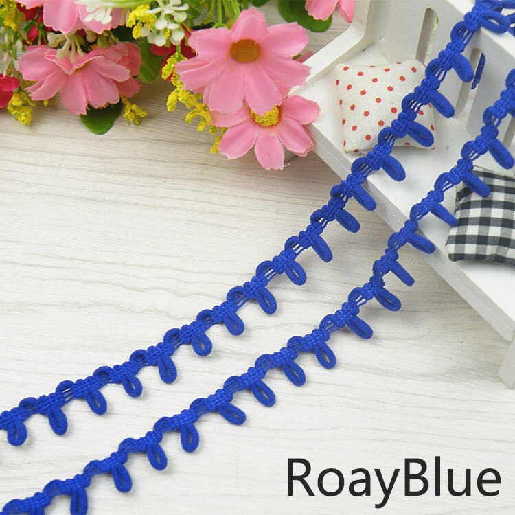 3Meters 14mm Nylon Stretch Back Collar Buttons Tabs Elastic Loop Trim Tiny Round Lace Ribbon For Wedding Dress Button Buckle: RoayBlue