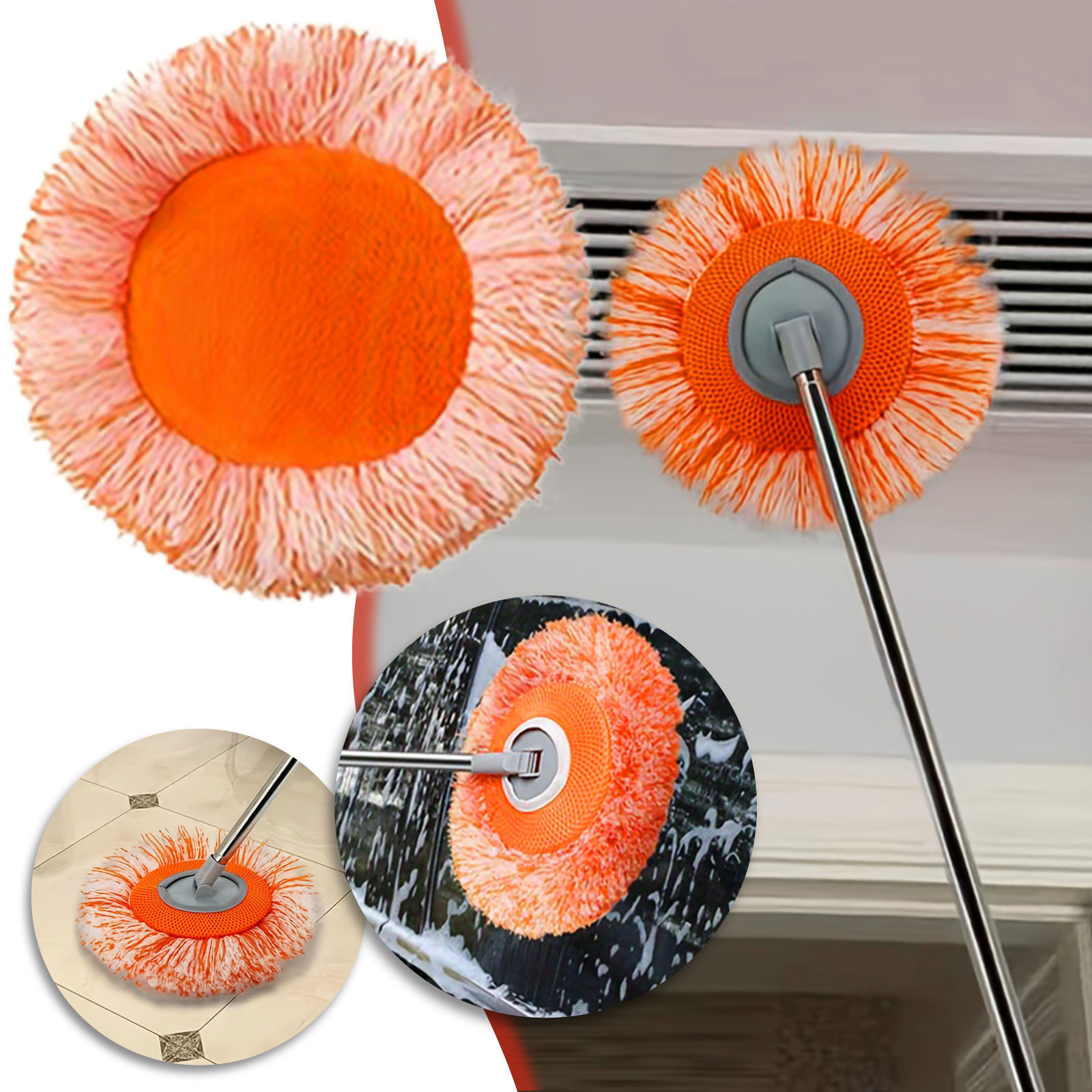 Clean Tool Round Replacement Mop Pads Washable Mop Head Multifunctional Microfiber Cleaning Pads For Wall Floors And Glass: Chocolate