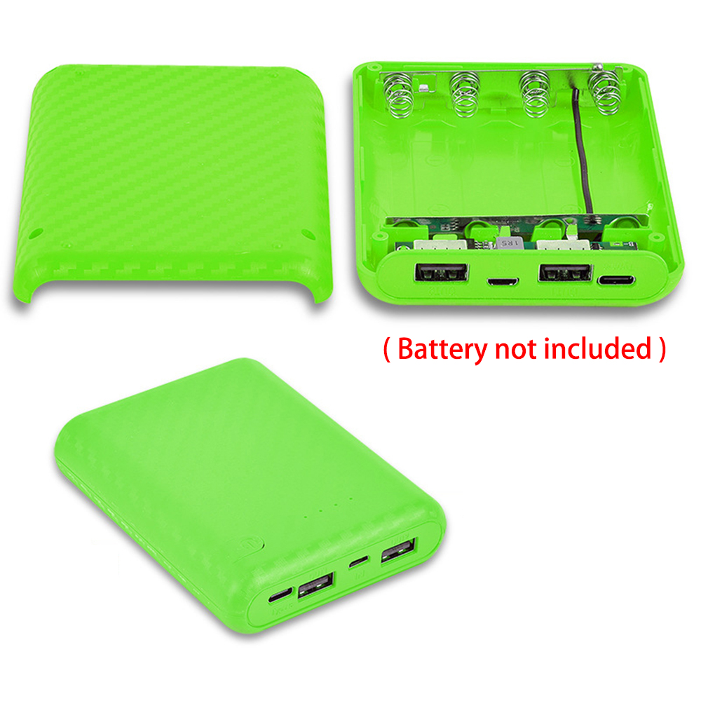 Caja de batería 18650 de 4 ranuras, carcasa de cargador de Banco de energía DIY, caja de carga de baterías, Mini caja de Banco de fuente de alimentación sin soldadura: Verde
