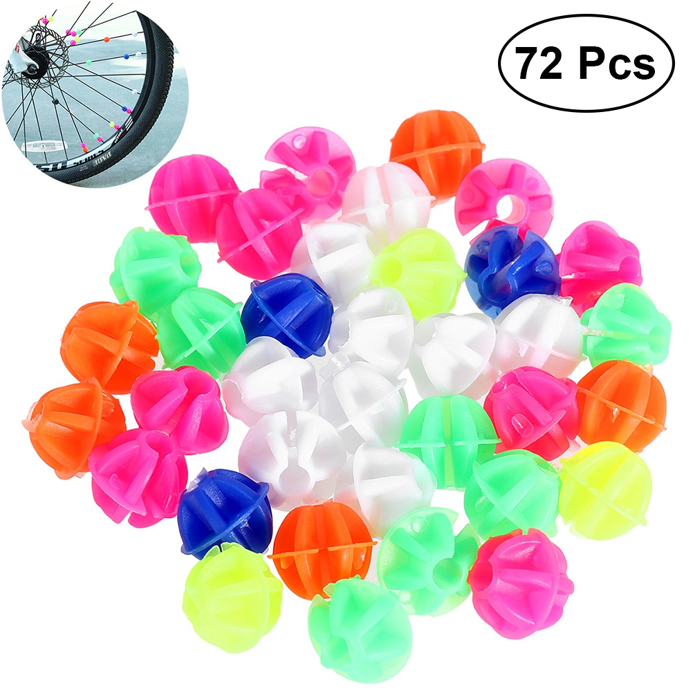 72 stk farge sykkelhjul eiker perler ridehjul felg eiker lysende plastklips sykkeleiker perler sykkel tilbehør: Default Title