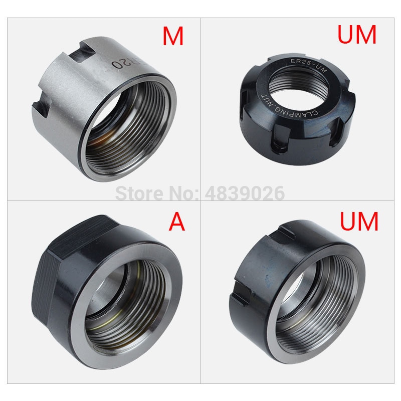 Tuercas de sujeción de portabrocas para fresadora CNC, tuerca de sujeción de torno, tipo A/M/UM, ER8, ER11, ER16, ER20, ER25, ER32