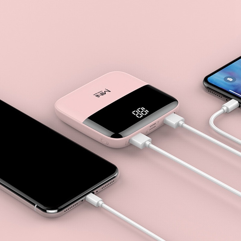 Przenośny Mini Power Bank 10000MAh wyświetlacz LED zewnętrzna podwójna ładowarka USB typu C dla iPhone/Huawei/Samsung