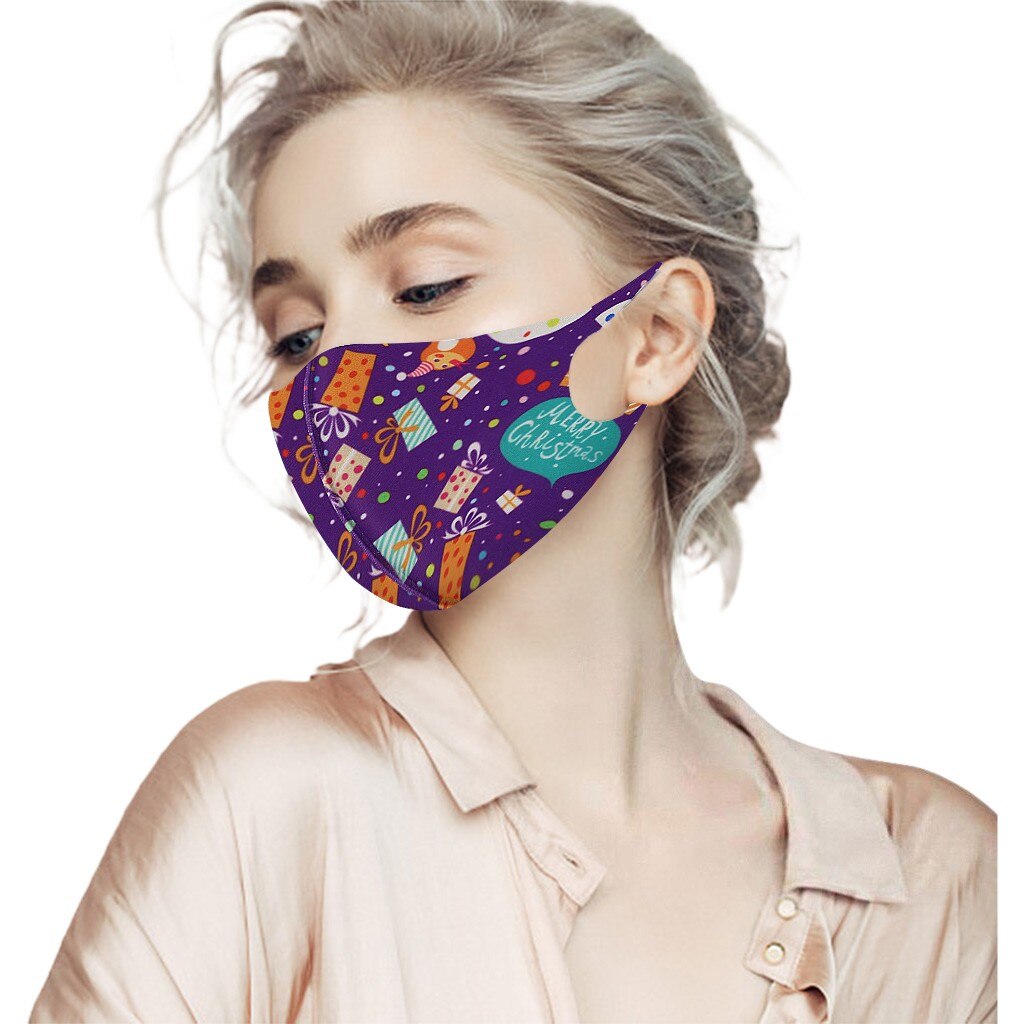5PC Face Mask Christmas Printed Cover Merry Christmas Xmas Decorations Navidad Decor Santa Claus Happy Year Mascarillas