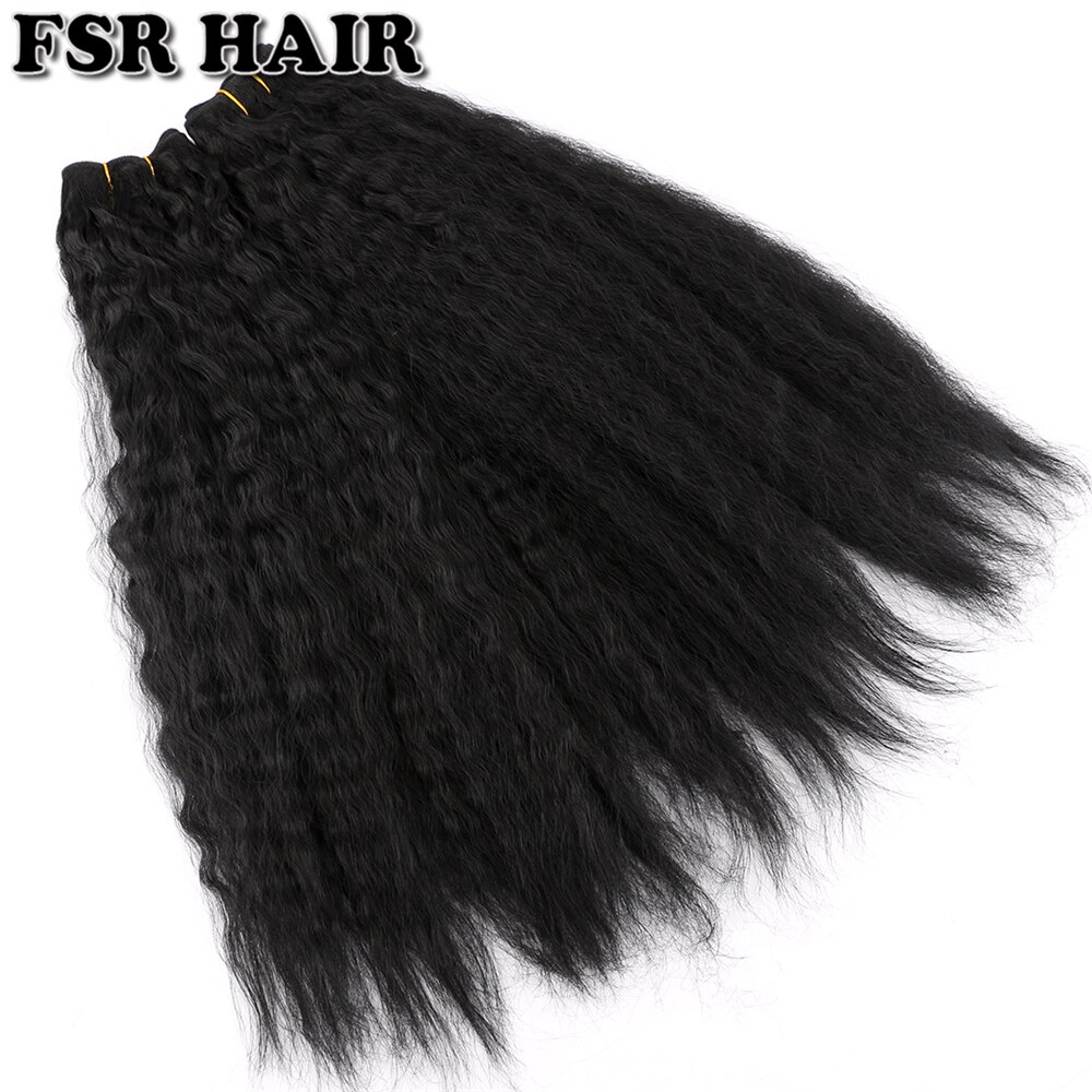 FSR 2 piezas pelo recto rizado tejido de alta temperatura paquetes de pelo rizado sintético para mujeres negras africanas