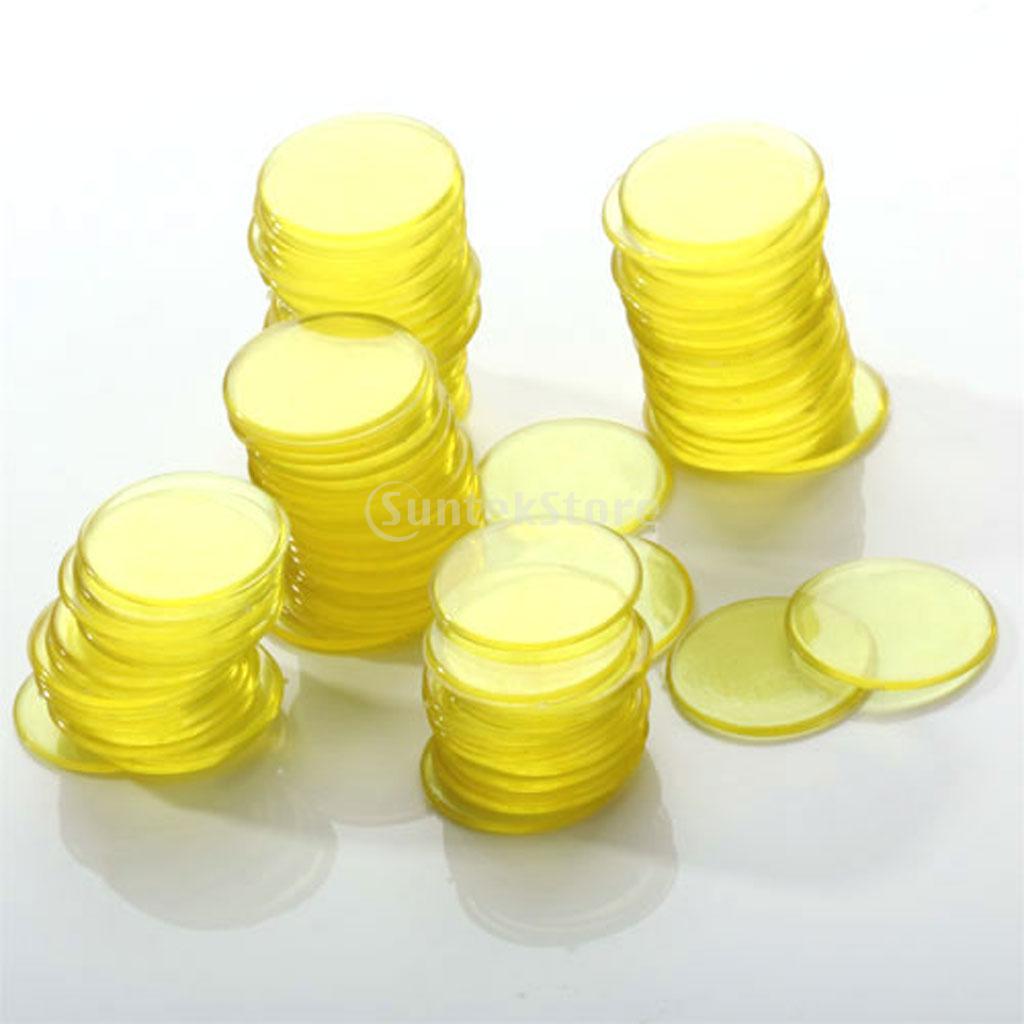 Lot de 100 marqueurs en plastique pour cartes de jeu, 3cm de diamètre: Yellow