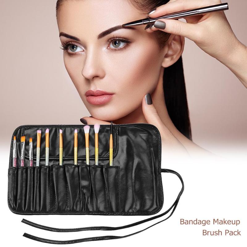 PU Lederen Travel Make-Up Kwasten Bag Cosmetische Faux Lederen Tas Organizer Lace-up Make Up Bag Holder