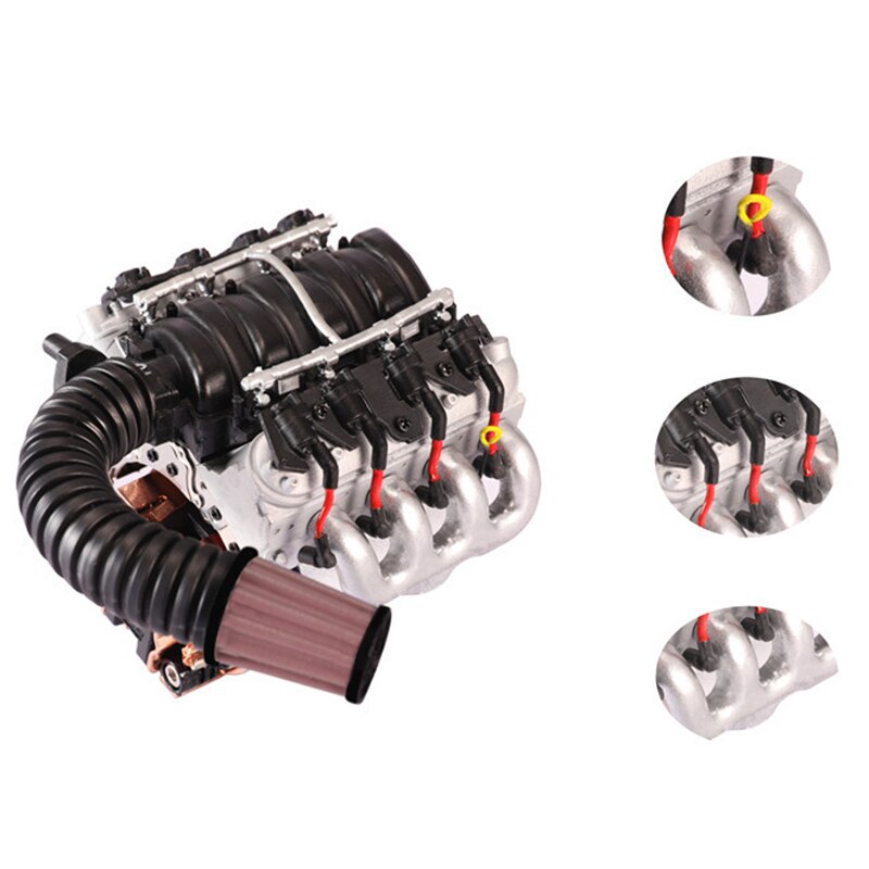 V8 6.2L cubierta de Motor de simulación radiador ventilador de Motor para 1/10 escala Trx4 Jeep Land Rover D90/110/130 Rc piezas de coche