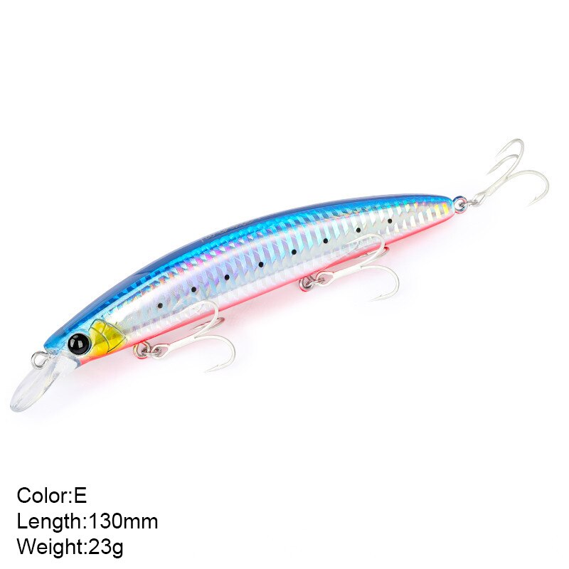 13cm 23g Fishing Lure Minnow Wobbler Lure Long Cast Deep Diving Floating Jerkbait Artificial Hard Bait Ocean Fishing Bass Bait: E