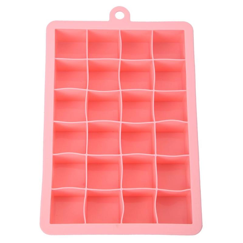 Bandeja de silicona para cubitos de hielo, 24 rejillas, fabricante de cubitos de hielo DIY, bandeja para cubitos de hielo, moldes de gelatina, accesorio de cocina, 1 Uds.: Rosa