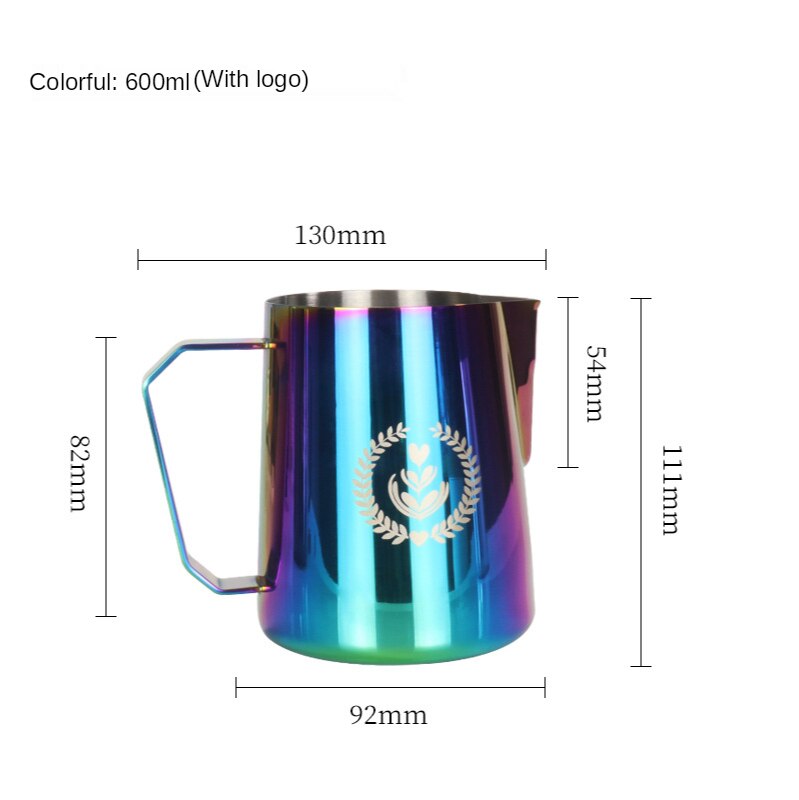 Cappuccino Coffee Garland Cup, Pointed 304 Stainless Steel Milk Foam Cup with Fancy Coffee Garland Cylinder Appliance: B2 600ml