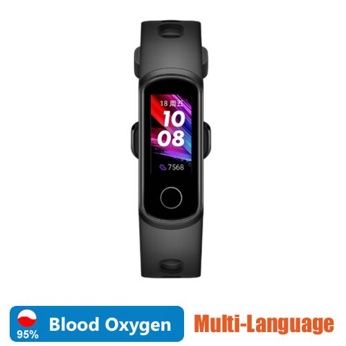 Originele huawei honor band 5i slimme polsband amoled huawei honor slimme armband slaap zwemmen sport tracker spo 2 bloedzuurstof: Zwart