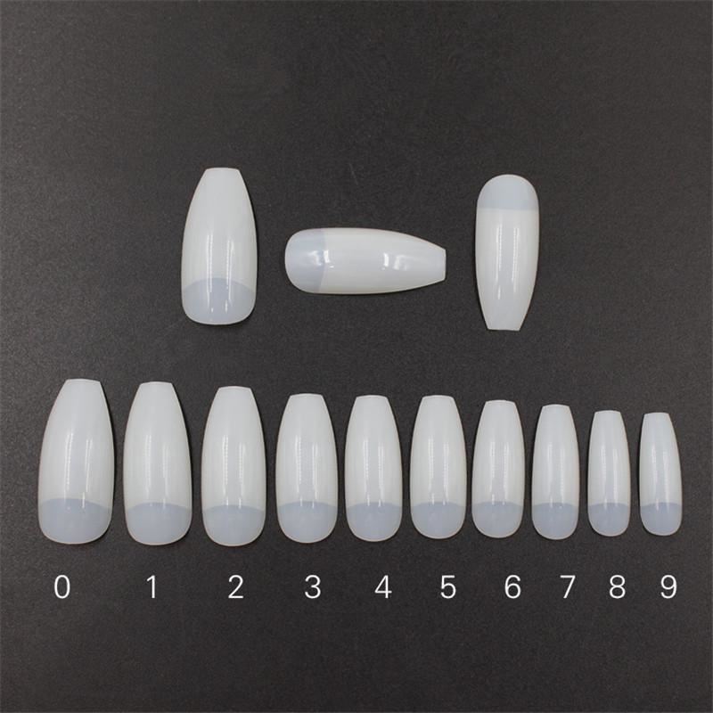 500pcs X 0-9 Doodskist Acryl Nagels 500PCS Doodskist Nagels Half Cover Ballerina Nail Tips Valse Kunstmatige acryl Nagels (Half-Clear)