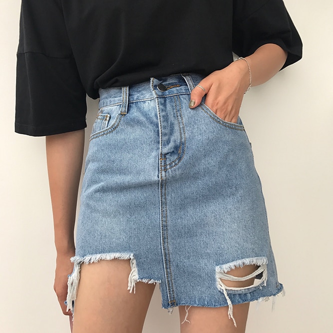 Sommer piger denim nederdel teenager tøj afslappet børn teenager 14 15 16 år gammel flået
